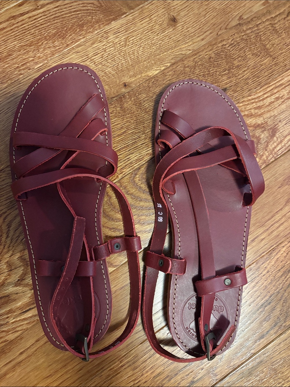 Women’s Burgundy Strappy Leather Sandals with Ankle Strap